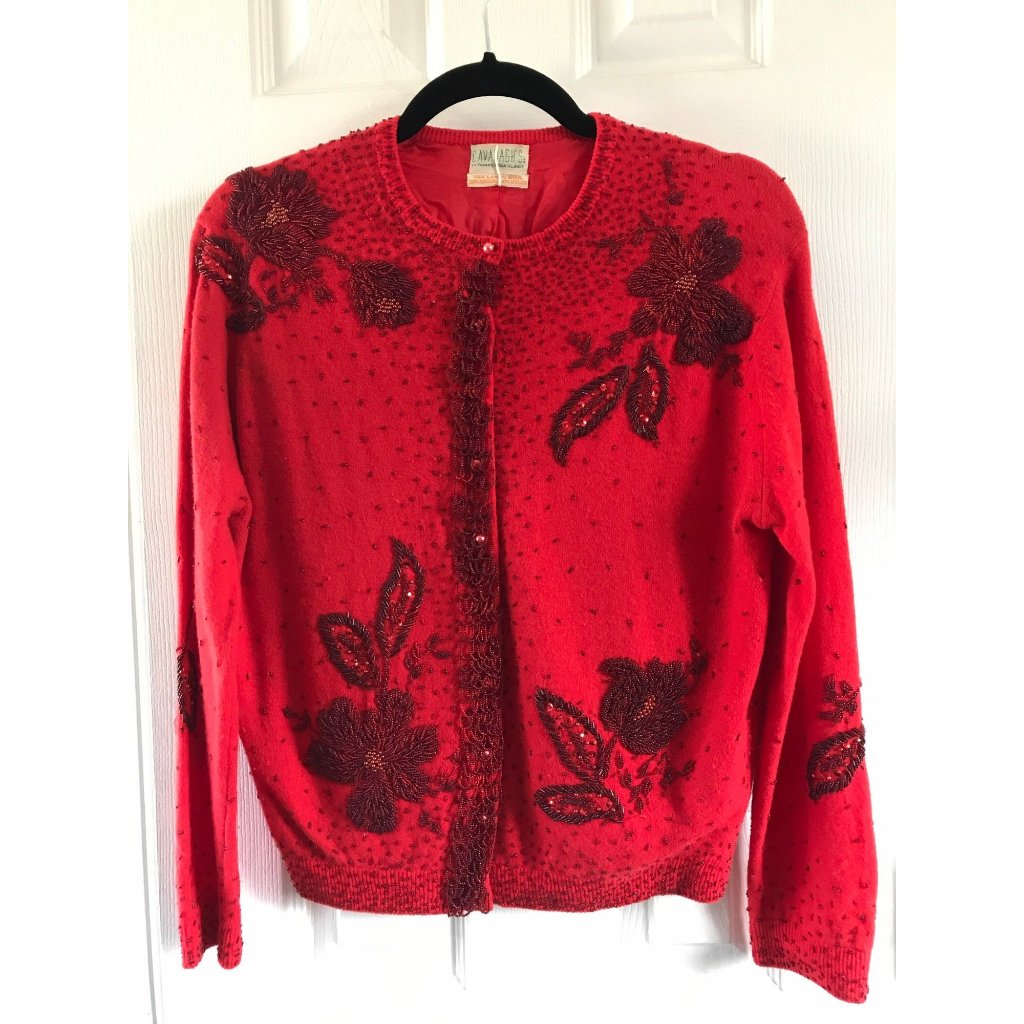 Vtg Cavanagh's St. Thomas Virgin Islands Red Sweater With Heavy Fine Loop
